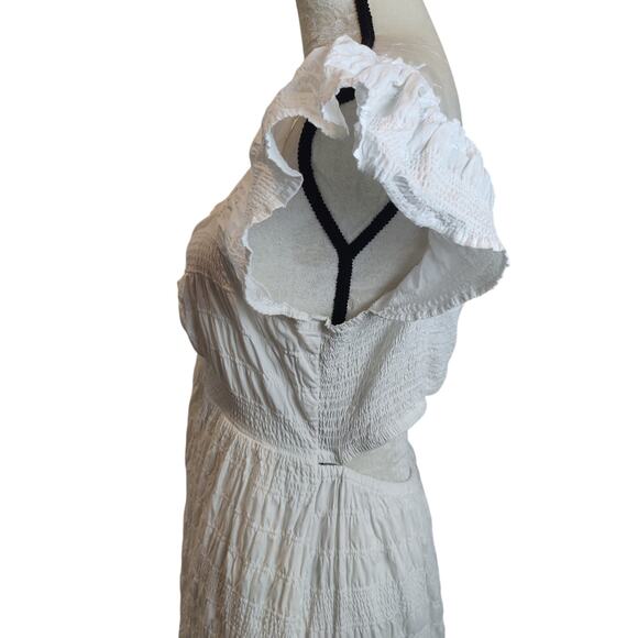 Universal Thread Sz XL White Smocked Maxi Dress Keyhole Milkmaid Prairie - Picture 5 of 7